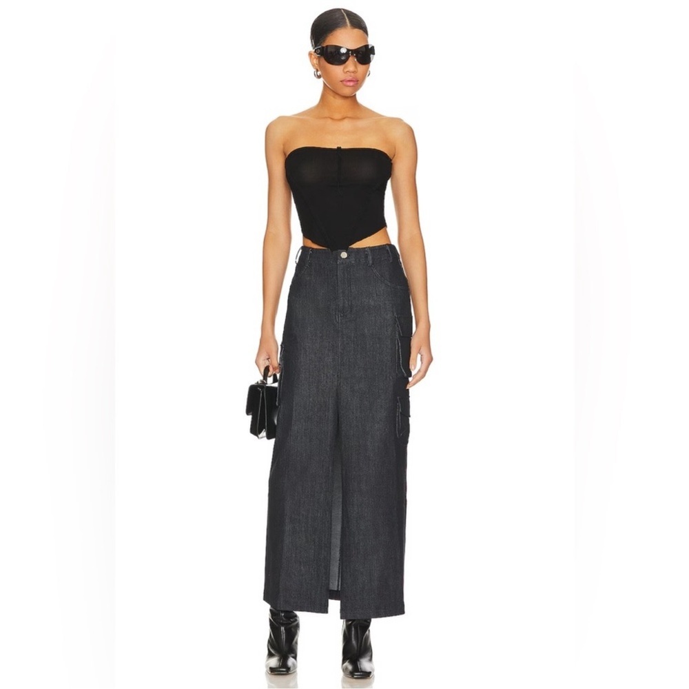 New NWT Line and Dot Mora Maxi Skirt in Charcoal Size XS
